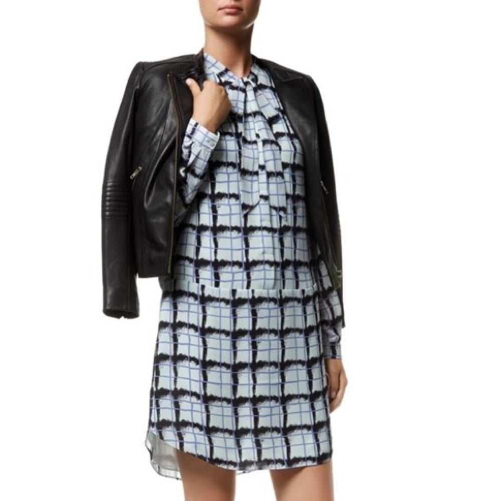Reiss Miami Printed Tie Neck Shirt Dress